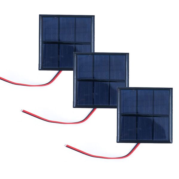 Packung mit 3 ZONADAH 0.7W 1.5V Mini Wired Solar Panels, Batter Charger, DIY Home, Science School Projekte, Camping, Angeln, Wandern Outdoor Garten Licht Ladewerkzeuge