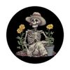 Funny Skeleton with Flowers and Gardening Tools PopSockets Adhesive PopGrip