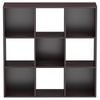 9 Cube 3 Tier Display Bookshelf Rack Toy Storage Cabinet W/ Back Panel Brown