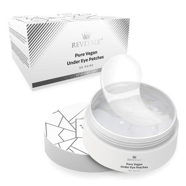 Revitale Pure Vegan Under Eye Patches, Helps Reduce Puffy Eyes & Dark Circles, Revitalise Dull Eye Masks - Nourishes, Renews, Soothes (Jar - 30 Pair)