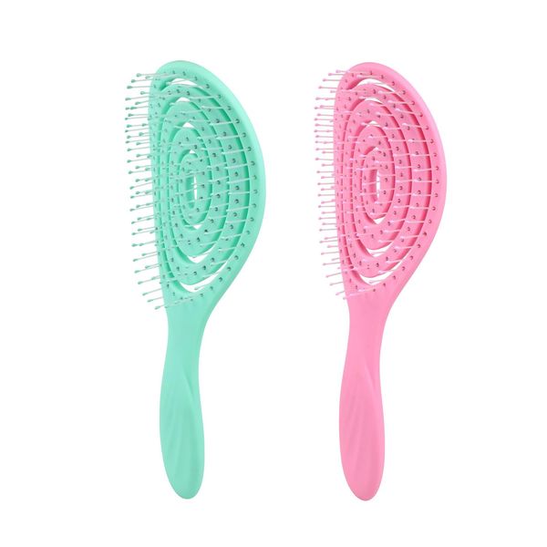 Detangle Hair Brush,2 PCS Flexible Spiral Hairbrush Comfortable Massage Brush Anti Static Hair Straightening Brush for Women Men Curly Straight Hair