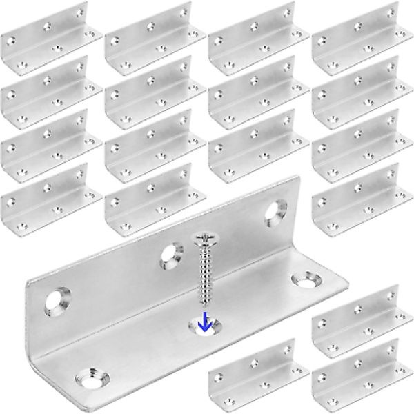 22 Pack Heavy Duty Corner Bracket 4 X 1 Inch Corner Brace for Wood, Stainless St