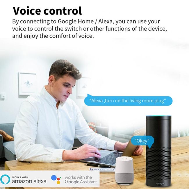 AUBESS Tuya WIFI Smart Socket 16A Work with Alexa Google Home Yandex