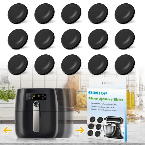 Appliance Sliders, 16PCS Air Fryer Accessories Easy Movers for Small Kitchen Appliances, Air Fryers, Bread Machine,Coffee Makers,Blenders,Grills,Mixers,Microwave (Black)