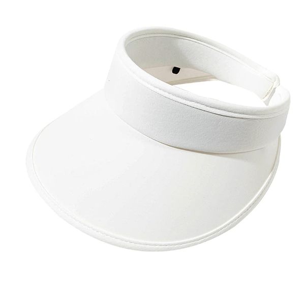 Cloth Covered Slip-On Visor, Sun Sports Visor Hats Cap for Women and Men White