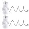 DiCUNO 1 Light Dual Socket E26 Socket + 2 Outlet with Chain, White, Set of 2