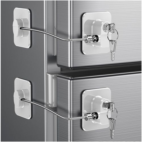 2 Pack Refrigerator Door Lock, Child Proof Fridge Door Lock for Kitchen Freezer, Cabinets and Drawers, Air Oven Air Fryer, Closets, Windows, Doors-No Tools Need or Drill (Patent) (2 pcs Lock White)