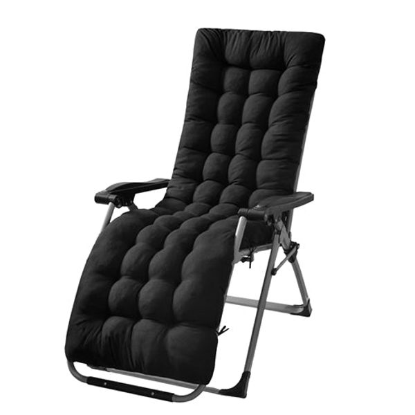 66.92x22.04in Thickened Chaise Lounger Cushion Recliner Rocking Chair Sofa Mat Deck Chair Cushion - Black