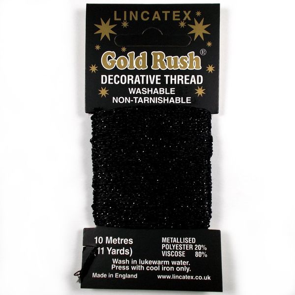 Gold Rush Metallic Decorative Glitter Embroidery Thread - 10 Metre Card (Black)