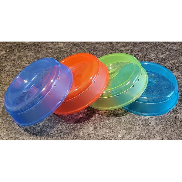 Rock 4 Pack of Microwave Plate Bowl Splatter Cover. Keep Your Microwave Clean While Heating Messy Items with Vented, Colorful Lids! (4100)