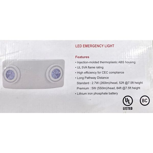 Thomas & Betts EL-2RHL-AD WHITE BATTERY EMERGENCY LIGHT