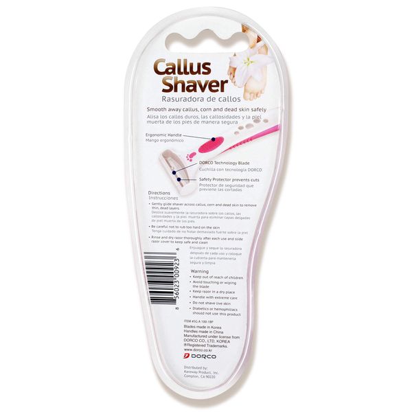 Dorco Callus Shaver w/ Ergonomic No Slip Handle & Blade Safty Cover - PINK