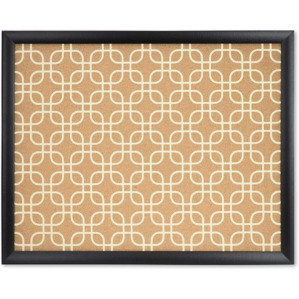 U Brands Cork Bulletin Board, 16 x 20 Inches, Black Wood Frame, Square Fashion Design Print (305U00-01)