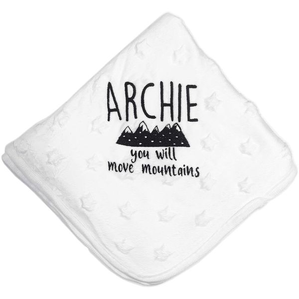 Personalised White You Will Move Mountains Baby Blanket