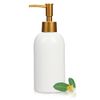 Classic Cylindrical Soap Dispenser, Multi-Color Ceramic Bottle with Gold Rust-Proof Pump(White)