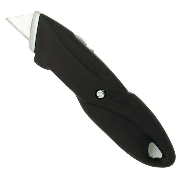 MBS Utility Knife, Retractable and Locking, One Rubber Side for Extra Grip