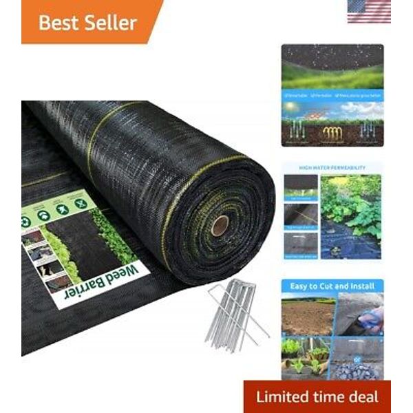 Premium 3ft x 100ft Heavy-Duty Black Weed Barrier - Landscape Fabric Solution