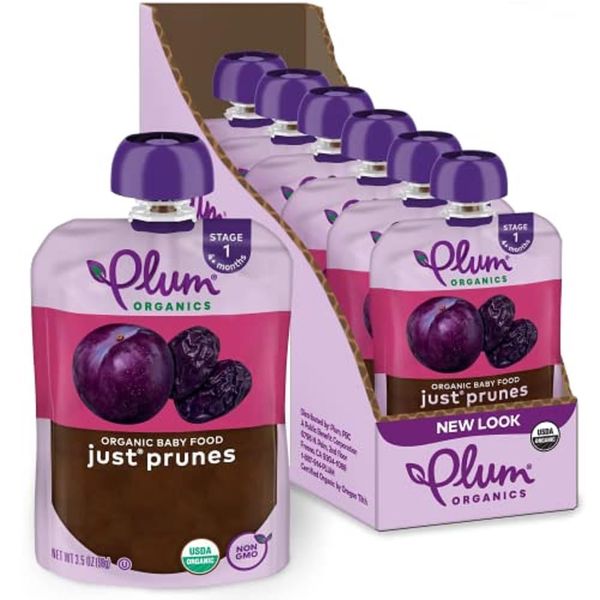 Plum Organics | Stage 1 | Organic Baby Food Meals [4+ Months] | Just Prune | 3.5 Ounce Pouch (Pack Of 6) Packaging May Vary