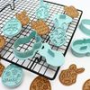 PTaizjjz 12 Pcs Easter Cookie Cutter Set,3D Plastic Easter Egg Stampers Set,Biscuit Cutters for Easter Party Supplies Decorations