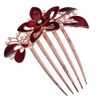 Lurrose Flower Bride Hair Side Comb Rhinestone Bridal Comb Barrette Wedding Hair Accessory for Women (Red)