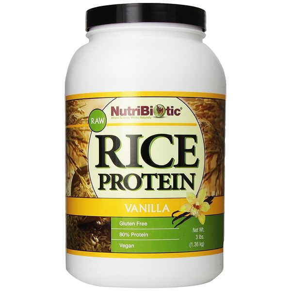 NutriBiotic – Vanilla Rice Protein, 3 Lb (1.36kg) | Low Carb, Keto-Friendly, Vegan, Raw Protein Powder | Grown & Processed without Chemicals, GMOs or Gluten | Easy to Digest & Nutrient Rich