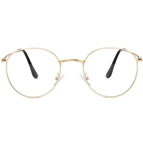 Kursan Classic Round Clear Lens Glasses for Women Men Circle Metal Frame Non-Prescription Eyeglasses (A0 Gold (Clear Lens), 50)