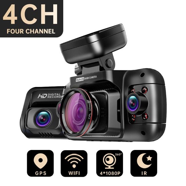 4 Channel 4*1080p Dash Camera Built-in Gps & Wifi Cpl Dual Lens 8