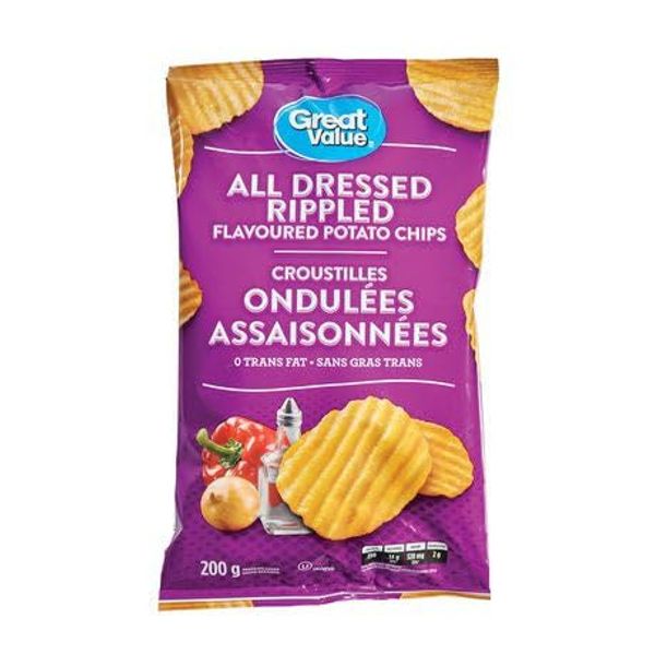 Great Value All Dressed Potato Chips, 200g/7.1 oz., Bag {Imported From Canada}