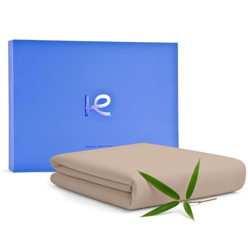 Kickoff Viscose Bamboo Flat Sheet Only, Twin Size, 100% Organic Cool Bed Twin Flat Sheets Only, Extra Wide Top Sheets, Viscose Bamboo Sheet Cooling for Hot Sleepers (T, Iced Latte)