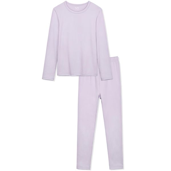 VZV Girls Thermal Underwear Set Kids Thermal Set Fleece Lined Kids Base Layer Long Johns for Kids Top and Bottom for Winter Lavender