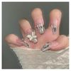 Lwenjing Nail Tip, False Nail Tip, 3D Nail Tip, Handmade Nail Tip, Wedding Nail Tip, Cute, Short, Long, Popular, Japanese Style, Bride Nails, Shiny, False Nails, Pack of 24 (BY85)