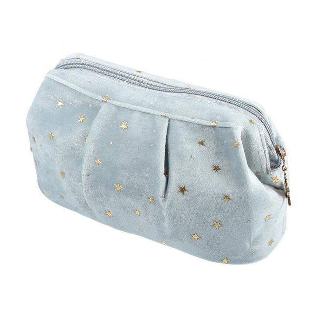VOCOSTE Velvet Cosmetic Bag Makeup Travel Bag Makeup Brush Organizer Bag Cosmetic Storage Toiletry Bag with Starry Sky Pattern for Women Blue
