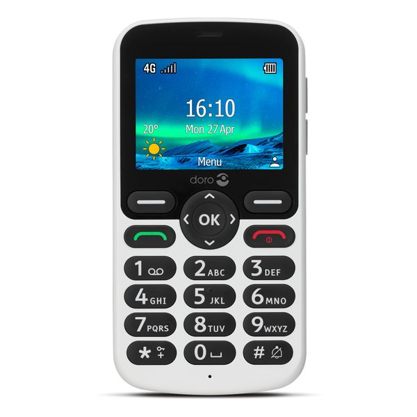 Doro 5860 4G Unlocked Mobile Phone for Seniors with Talking Number Keys, 2MP Camera, Assistance Button and Charging Cradle [UK and Irish Version] (White)