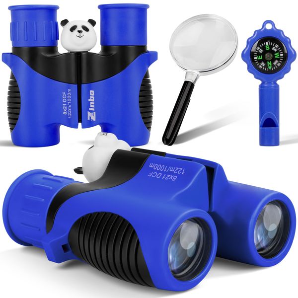 Binoculars for Kids 8x21 High-Resolution Real Optics with Magnifying Glass & Whistle Compass, Kids Binoculars for 3-12 Years Boys and Girls, Best Kids Toys for Outdoor Bird Watching, Hiking, Travel