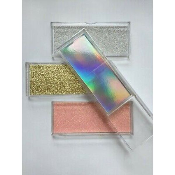 False Eyelashes Packaging Box Rectangle Lash Boxes 50pcs Case Set Glitter Empty