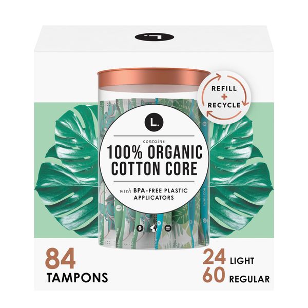 L. Organic Cotton Tampons Multipack - Light + Regular 42 Count x 2 Pack (84 Count Total) (Packaging May Vary)