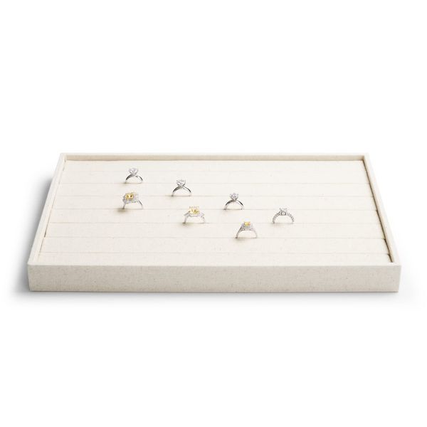 Papten Schmucktablett stapelbar aus Sackleinen, Schmuckaufbewahrung Schublade Schmuckeinsatz Organizer Schmuck Display für Ohrringe Ring (Beige)