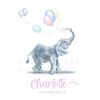 Personalised elephant nursery print for babies