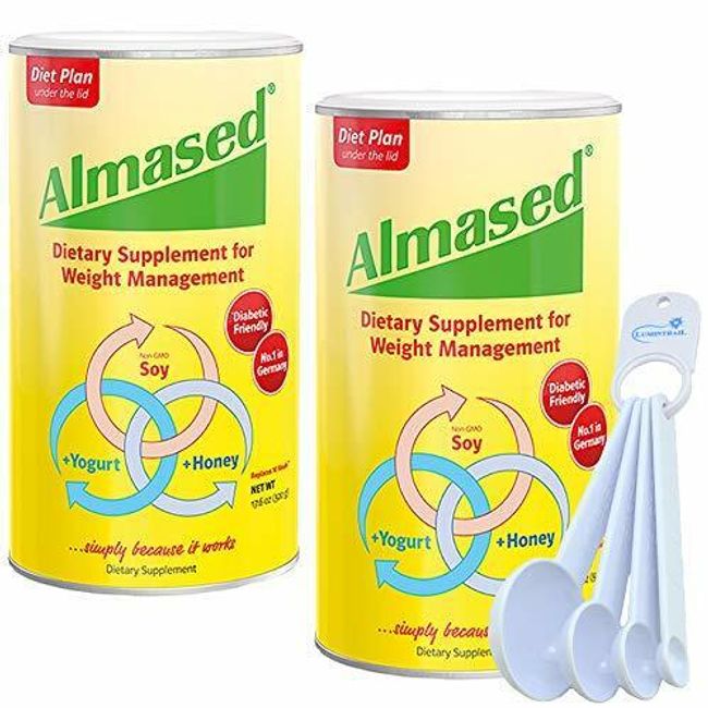 Almased Multi Protein Powder Meal Replacement 17.6 oz (2 Pack) + Measuring Spoon