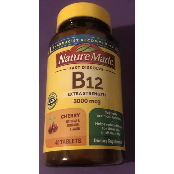 Nature Made B12 3000 mcg Energy Supplement 40 Tablets Exp 07/2026 NEW