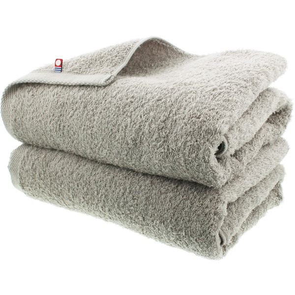 Imabari Factory Certified Imabari Bath Towels, Made in Japan, Approx. 47.2 x 23.6 inches (120 x 60 cm), Light Gray, Set of 2