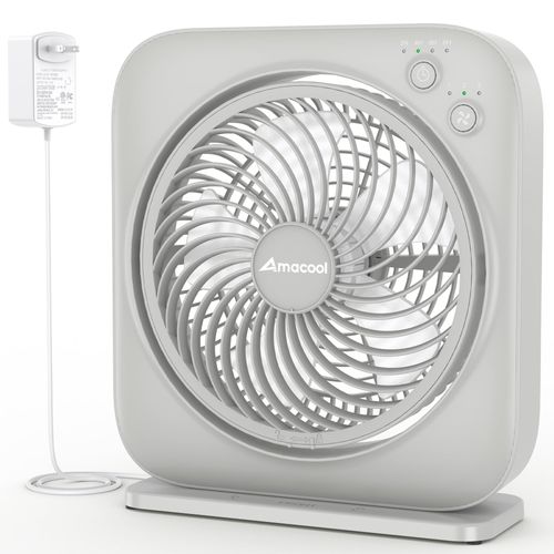 AMACOOL Table Fan with 3 Adjustable Strong Wind Speeds, 8-Hour Timer & 270° Pivoting Head, Quiet AC-Powered Air Circulator, Desktop Fan for Home & Office Bedroom Bathroom Kitchen-Grey