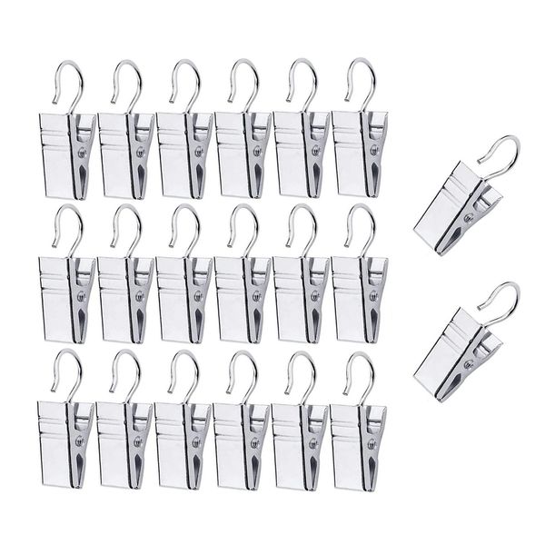 20 Pcs Curtain Clips, Tapestry Wall Hanging Clips, Hanging Clips Used to Hang Curtains or Light Chains or Photos Curtain Clips with Stainless Steel Curtain Hooks