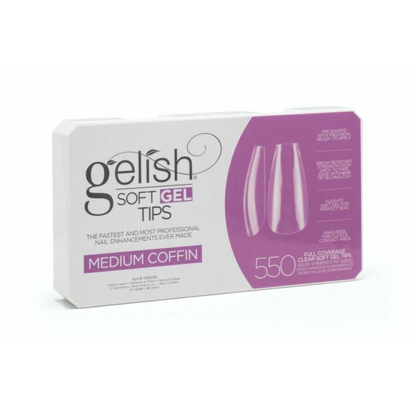 Gelish Soft Gel Tips - Medium Coffin 550ct #1168098