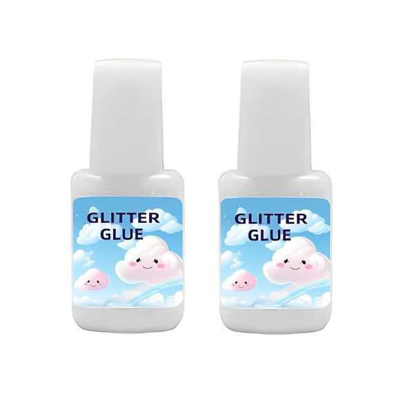 Body Glue for Glitter Tattoos, 2Pcs Art Glitter Glue, Face Glitter Glue, Odourless & Non Toxic, Skin Glue for Chunky Glitter Makeup, Carnival, Christmas, Halloween, Gemstones(10ml*2)