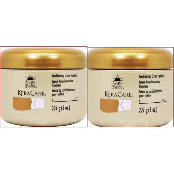 Keracare Conditioning Creme Hairdress 8oz (Pack of 2)(w/Shower Cap) by KeraCare