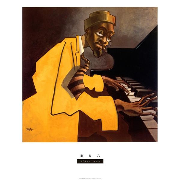 Piano Man Justin BUA art print POSTER urban NYC RARE Poster Art Poster Print by Justin Bua, 24x29