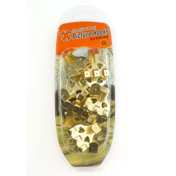 X Picture Hooks No.4 Brass Plated 10 Pack Blister - 12890