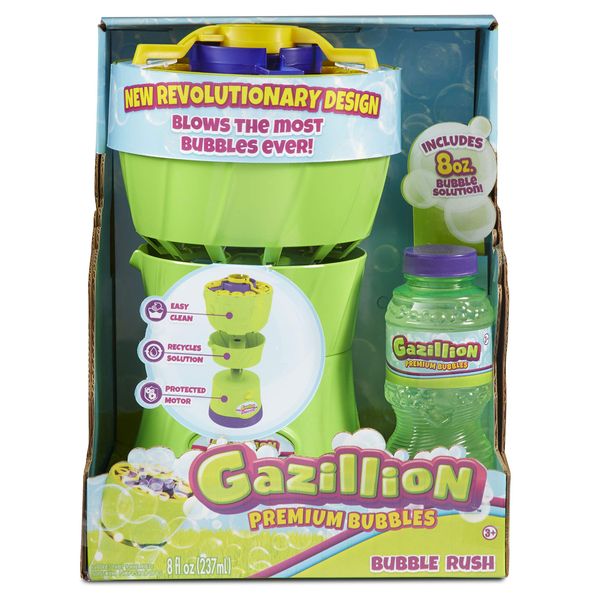 Gazillion Bubble Rush Bubble Blower Machine Bubbles for Kids, Purple/Green