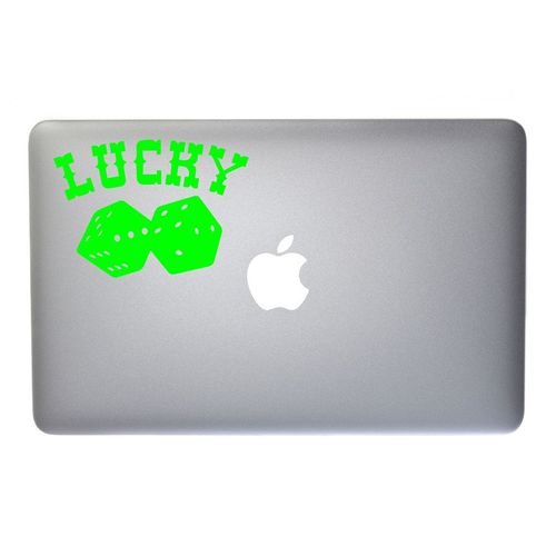 High Roller Lucky Dice Vinyl Decal for MacBook, Laptop or Other Device 5 Inch (neon Green)